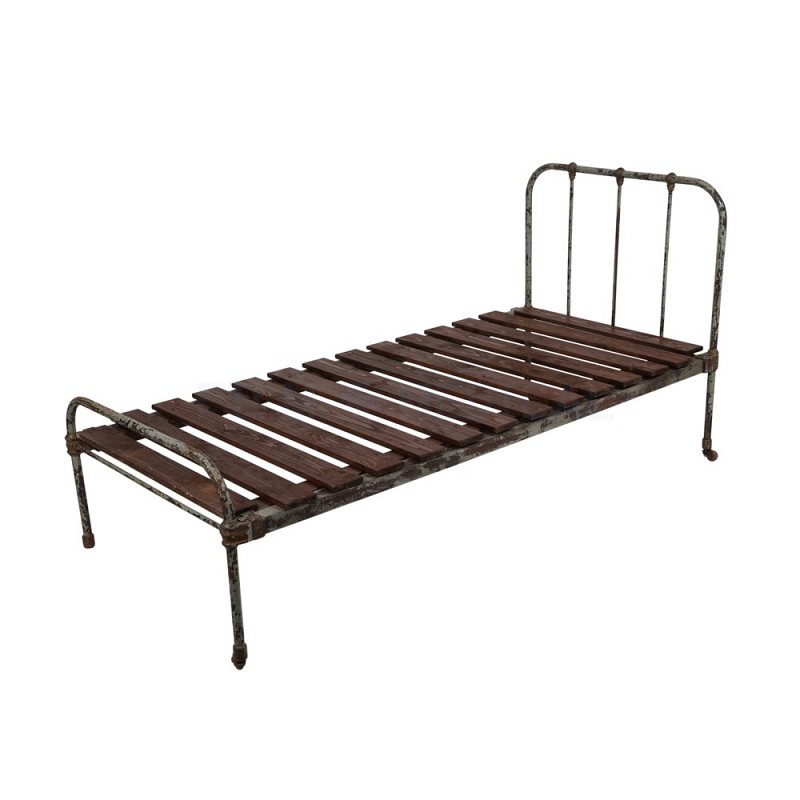 Grey Rusted Bed With Mattress 
